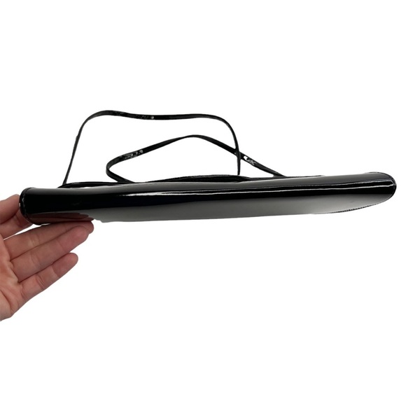 Patent Leather Black Slim Evening Bag Purse With Crocodile Embossed - Picture 5 of 10